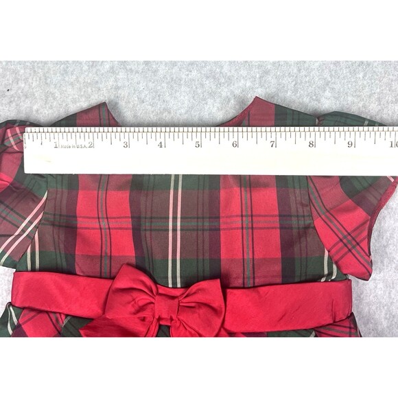 George Baby Dress 12M Red Plaid Check Ruffle Cap Sleeve Bowtie Flare Party Gown - Picture 6 of 15